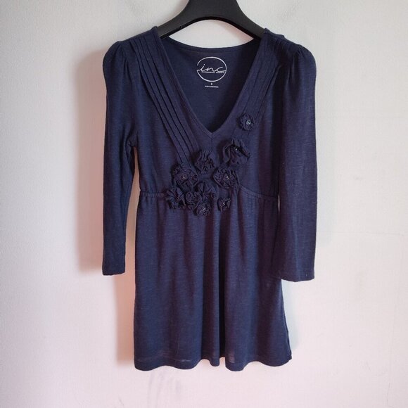 Ladies SZ S Inc Navy V-Neck Babydoll T-Shirt - Picture 1 of 4